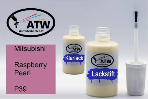 Mitsubishi, Raspberry Pearl, P39: 20ml Lackstift + 20ml Klarlack - Set, von ATW Autoteile West.